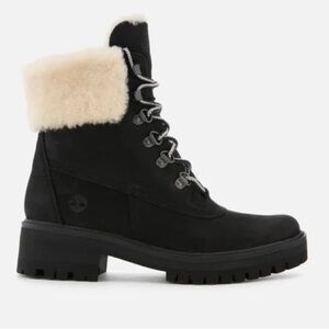 Timberland Women’s Black Nubuck Courmayeur Valley Shearling Boot Size 6 US